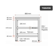 Table inox 800 x 600 mm avec 2 étagères / GOLDINOX