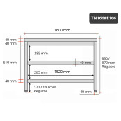 Table inox 1600 x 600 mm avec 2 étagères / GOLDINOX