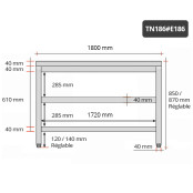 Table inox 1800 x 600 mm avec 2 étagères / GOLDINOX