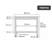 Table inox soubassement 800 x 600 mm / GOLDINOX 