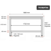 Table inox soubassement 1800 x 600 mm / GOLDINOX 