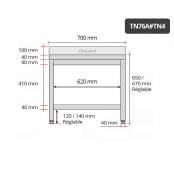 Table inox soubassement 700 x 600 mm adossée / GOLDINOX 