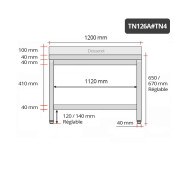 Table inox soubassement 1200 x 600 mm adossée / GOLDINOX 