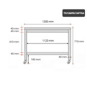 Table inox soubassement 1200 x 600 mm sur roulettes / GOLDINOX 