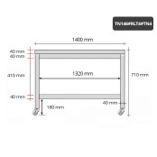 Table inox soubassement 1400 x 600 mm sur roulettes / GOLDINOX 