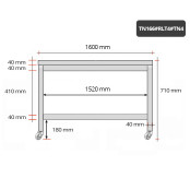 Table inox soubassement 1600 x 600 mm sur roulettes / GOLDINOX 