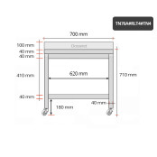 Table inox soubassement 700 x 600 mm adossée sur roulettes / GOLDINOX 