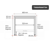 Table inox soubassement 600 x 600 mm avec renfort / GOLDINOX 