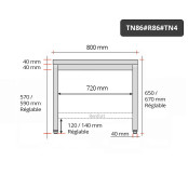 Table inox soubassement 800 x 600 mm avec renfort / GOLDINOX 