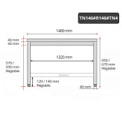 Table inox soubassement 1400 x 600 mm avec renfort / GOLDINOX 