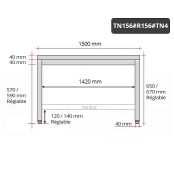 Table inox soubassement 1500 x 600 mm avec renfort / GOLDINOX 