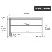 Table inox soubassement 2000 x 600 mm avec renfort / GOLDINOX 