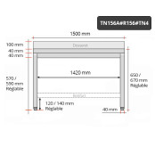 Table inox soubassement 1500 x 600 mm adossée avec renfort / GOLDINOX 