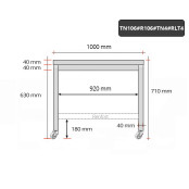 Table inox soubassement 1000 x 600 mm avec renfort sur roulettes / GOLDINOX 