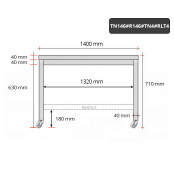 Table inox soubassement 1400 x 600 mm avec renfort sur roulettes / GOLDINOX 