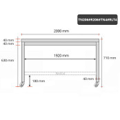 Table inox soubassement 2000 x 600 mm avec renfort sur roulettes / GOLDINOX 