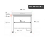 Table inox soubassement 600 x 600 mm adossée avec renfort sur roulettes / GOLDINOX 