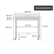 Table inox soubassement 800 x 600 mm adossée avec renfort sur roulettes / GOLDINOX 