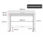 Table inox soubassement 1400 x 600 mm adossée avec renfort sur roulettes / GOLDINOX 