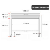 Table inox soubassement 1500 x 600 mm adossée avec renfort sur roulettes / GOLDINOX 