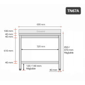 Table inox 600 x 700 mm adossée PREMIUM / GOLDINOX 