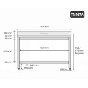 Table inox 1600 x 700 mm adossée PREMIUM / GOLDINOX 