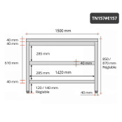 Table inox 1500 x 700 mm avec 2 étagères / GOLDINOX