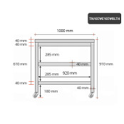 Table inox 1000 x 700 mm avec 2 étagères sur roulettes / GOLDINOX