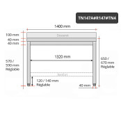 Table inox soubassement 1400 x 700 mm adossée avec renfort / GOLDINOX 