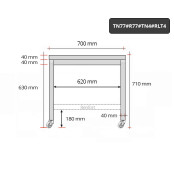 Table inox soubassement 700 x 700 mm avec renfort sur roulettes / GOLDINOX 