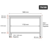 Table inox 1800 x 800 mm / GOLDINOX