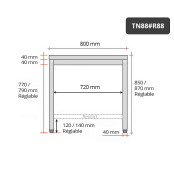 Table inox 800 x 800 mm avec renfort / GOLDINOX