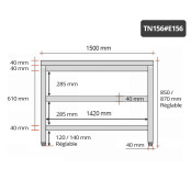 Table inox 1500 x 600 mm avec 2 étagères / GOLDINOX