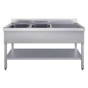 Plonge inox 2 bacs - 1400 x 600 mm égouttoir droite ECO / GOLDINOX 