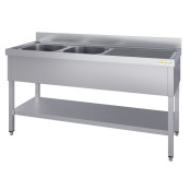 Plonge inox 2 bacs - 1400 x 600 mm égouttoir droite ECO / GOLDINOX 