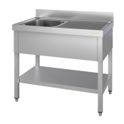 Plonge inox 1 bac - 1000 x 600 mm égouttoir droite ECO / GOLDINOX