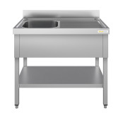 Plonge inox 1 bac - 1000 x 600 mm égouttoir droite ECO / GOLDINOX