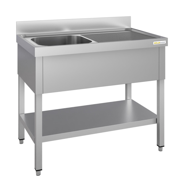 Plonge inox 1 bac - 1200 x 600 mm égouttoir droite ECO / GOLDINOX 