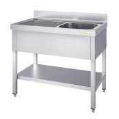 Plonge inox 1 bac - 1000 x 600 mm égouttoir gauche PREMIUM / GOLDINOX