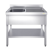 Plonge inox 1 bac - 1000 x 600 mm égouttoir droite PREMIUM / GOLDINOX