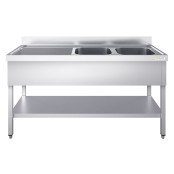 Plonge inox 2 bacs - 1600 x 600 mm égouttoir gauche PREMIUM / GOLDINOX 