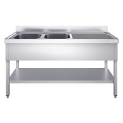 Plonge inox 2 bacs - 1800 x 600 mm égouttoir droite PREMIUM / GOLDINOX 