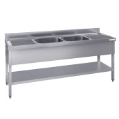 Plonge inox 2 bacs - 1800 x 600 mm égouttoir droite et gauche ECO / GOLDINOX 