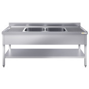 Plonge inox 2 bacs - 1800 x 600 mm égouttoir droite et gauche ECO / GOLDINOX 