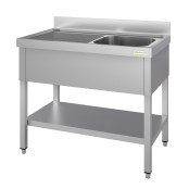 Plonge inox 1 bac - 1000 x 700 mm égouttoir gauche ECO / GOLDINOX 