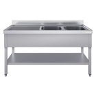 Plonge inox 2 bacs - 1400 x 700 mm égouttoir gauche ECO / GOLDINOX 