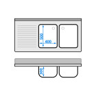 Plonge inox 2 bacs - 1400 x 700 mm égouttoir gauche ECO / GOLDINOX 