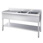 Plonge inox 2 bacs - 1400 x 700 mm égouttoir gauche PREMIUM / GOLDINOX 