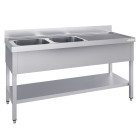 Plonge inox 2 bacs - 1400 x 700 mm égouttoir droite ECO / GOLDINOX 