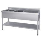 Plonge inox 2 bacs - 1400 x 700 mm égouttoir droite ECO / GOLDINOX 